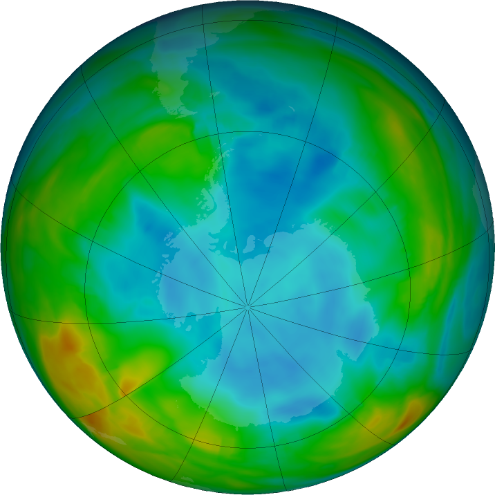 Antarctic ozone map for 10 July 2018